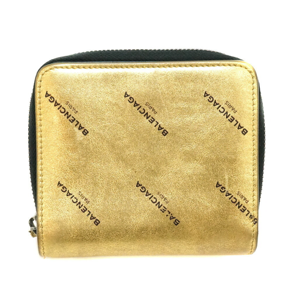 Balenciaga Leather Logo Wallet Zip Bifold Around